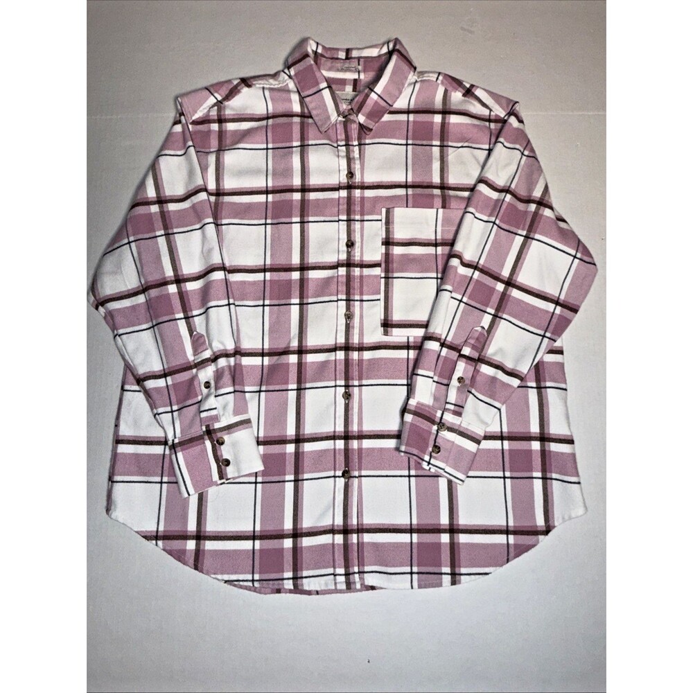 Abercrombie & Fitch Soft Oversized Plaid Flannel Button Shirt Large EUC Purple